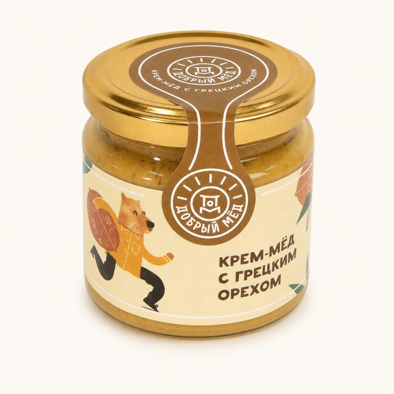 Крем-мёд с грецким орехом 220 г — крем-мёд оптом