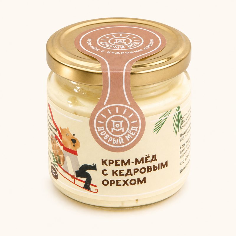 Крем-мёд с кедровым орехом 220 г — крем-мёд оптом