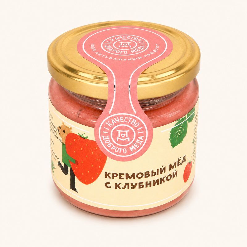 Крем-мёд с клубникой 220 г — крем-мёд оптом