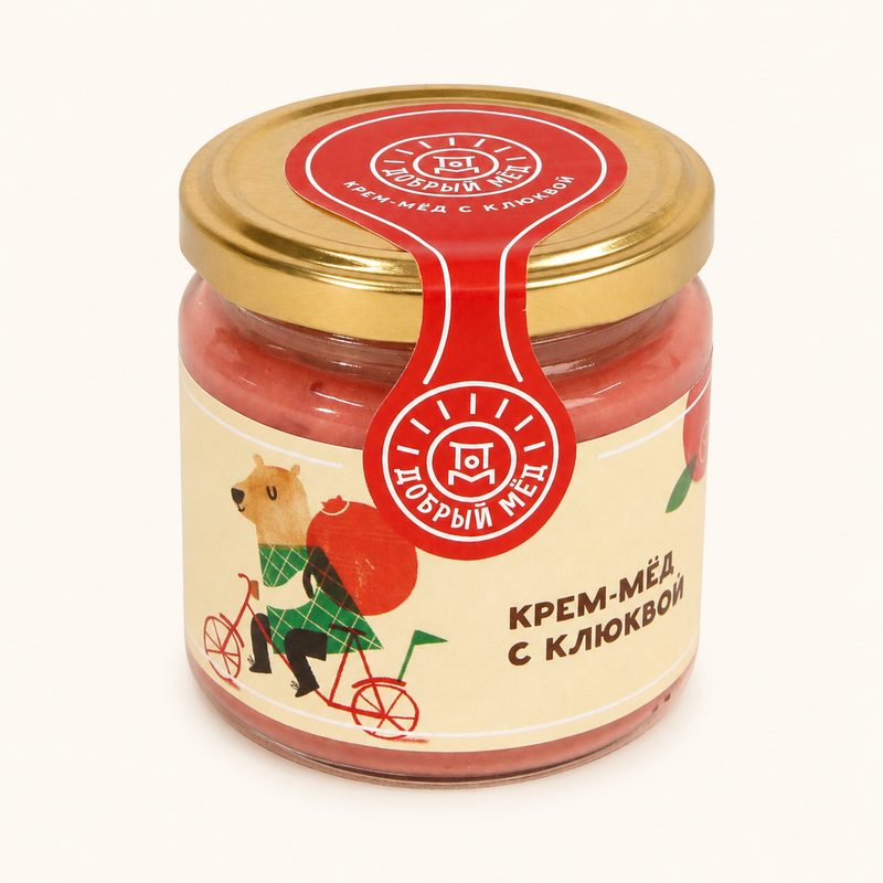 Крем-мёд с клюквой 220 г — крем-мёд оптом