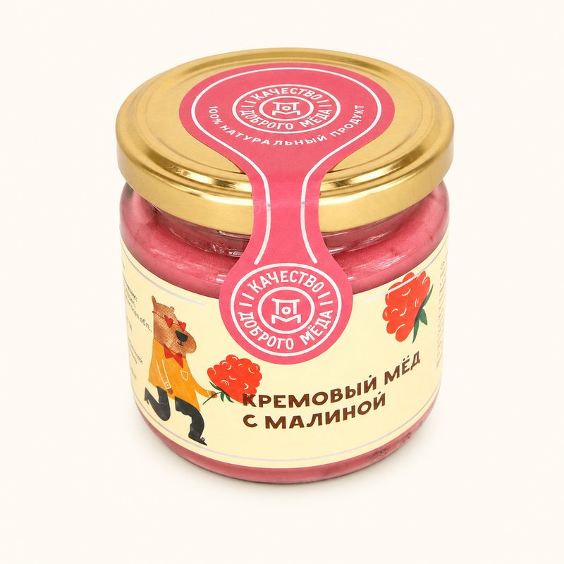 Крем-мёд с малиной 220 г — крем-мёд оптом
