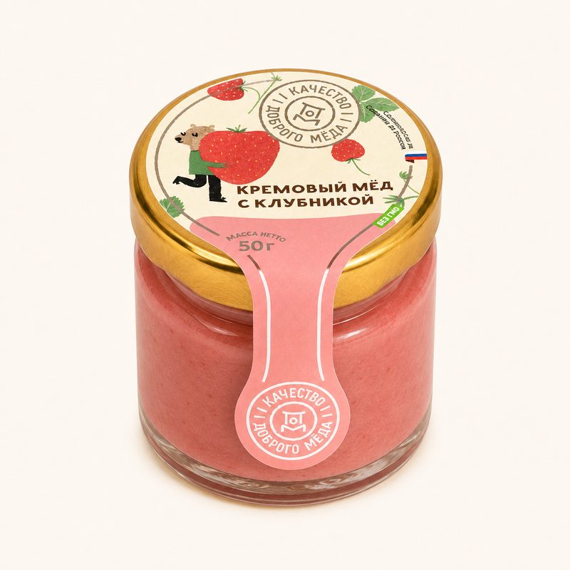 Крем-мёд с клубникой 50 г — крем-мёд оптом